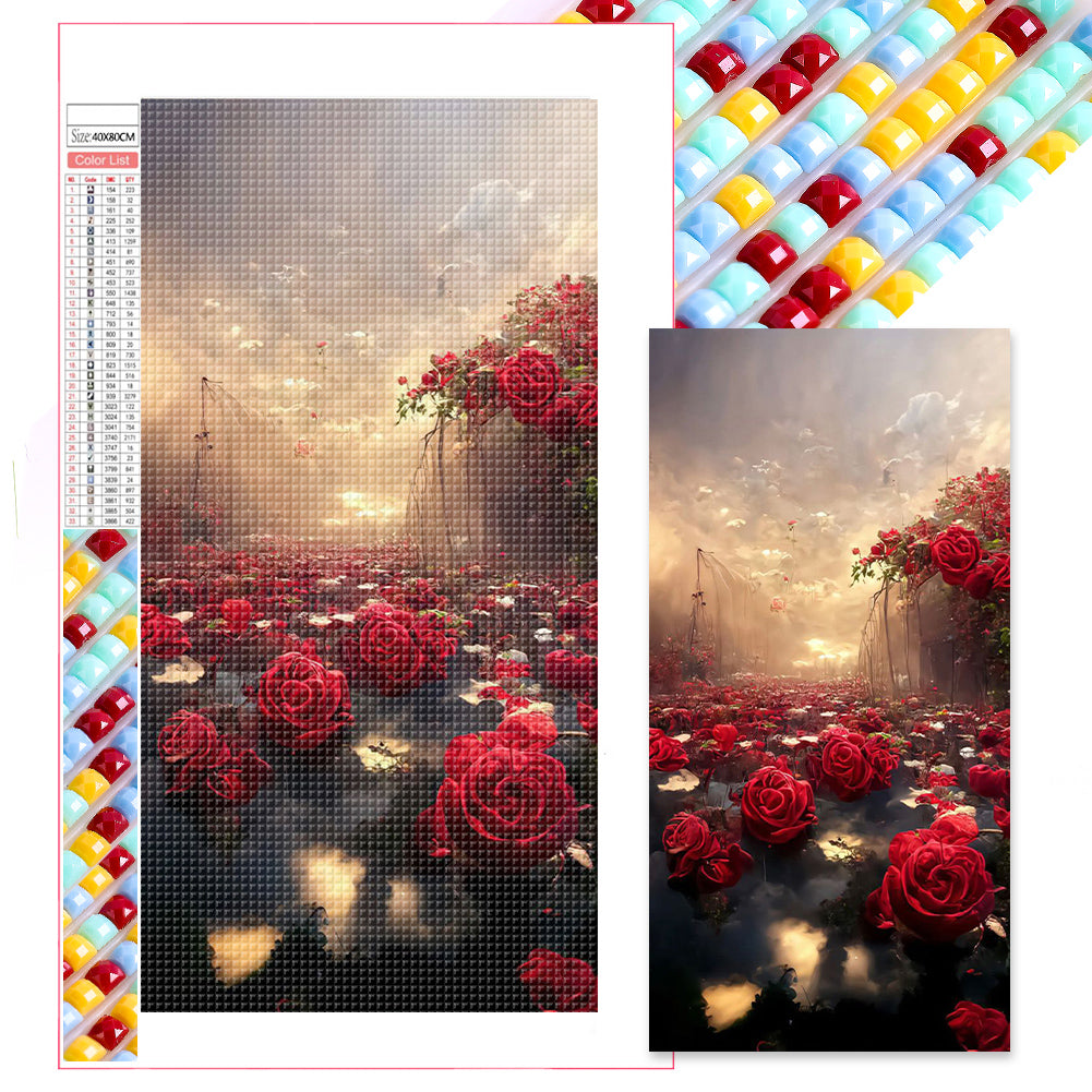 Rose Castle - Full Square Drill Diamond Painting 40*80CM