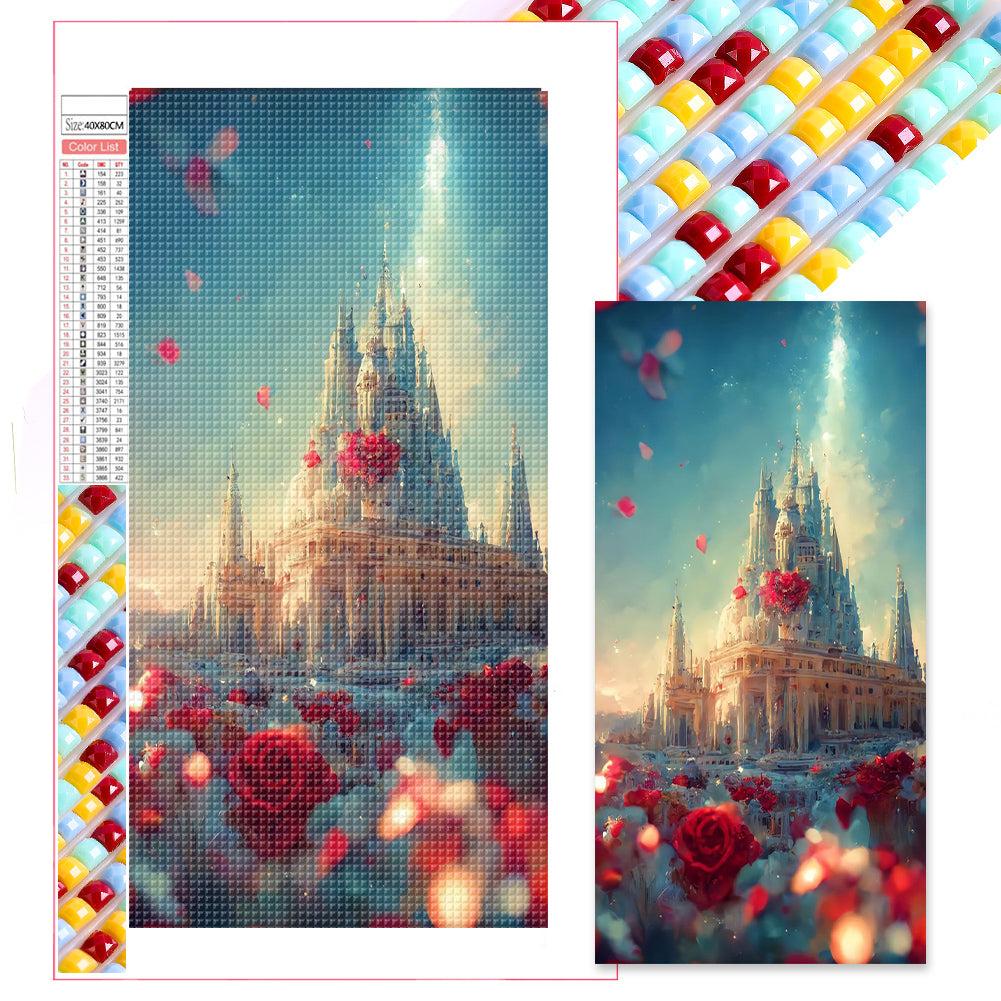 Rose Castle - Full Square Drill Diamond Painting 40*80CM