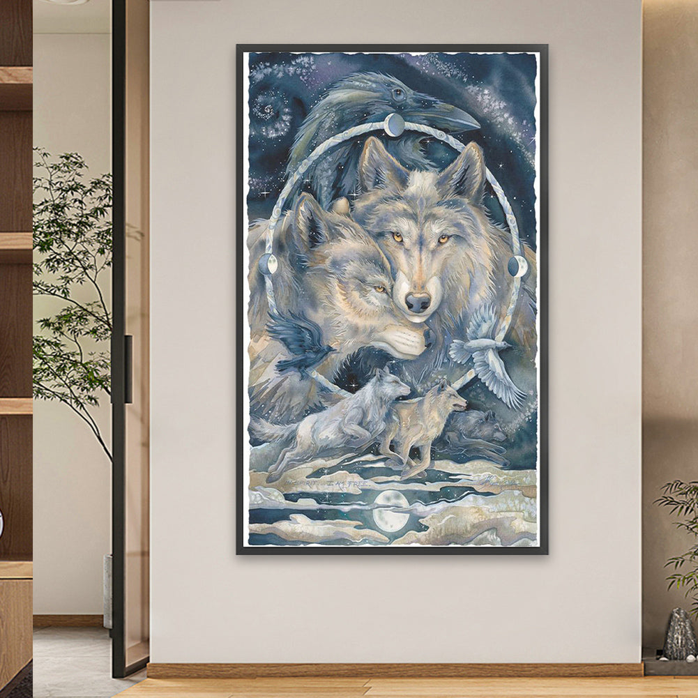 Wolf And Eagle - Full Square Drill Diamond Painting 60*100CM