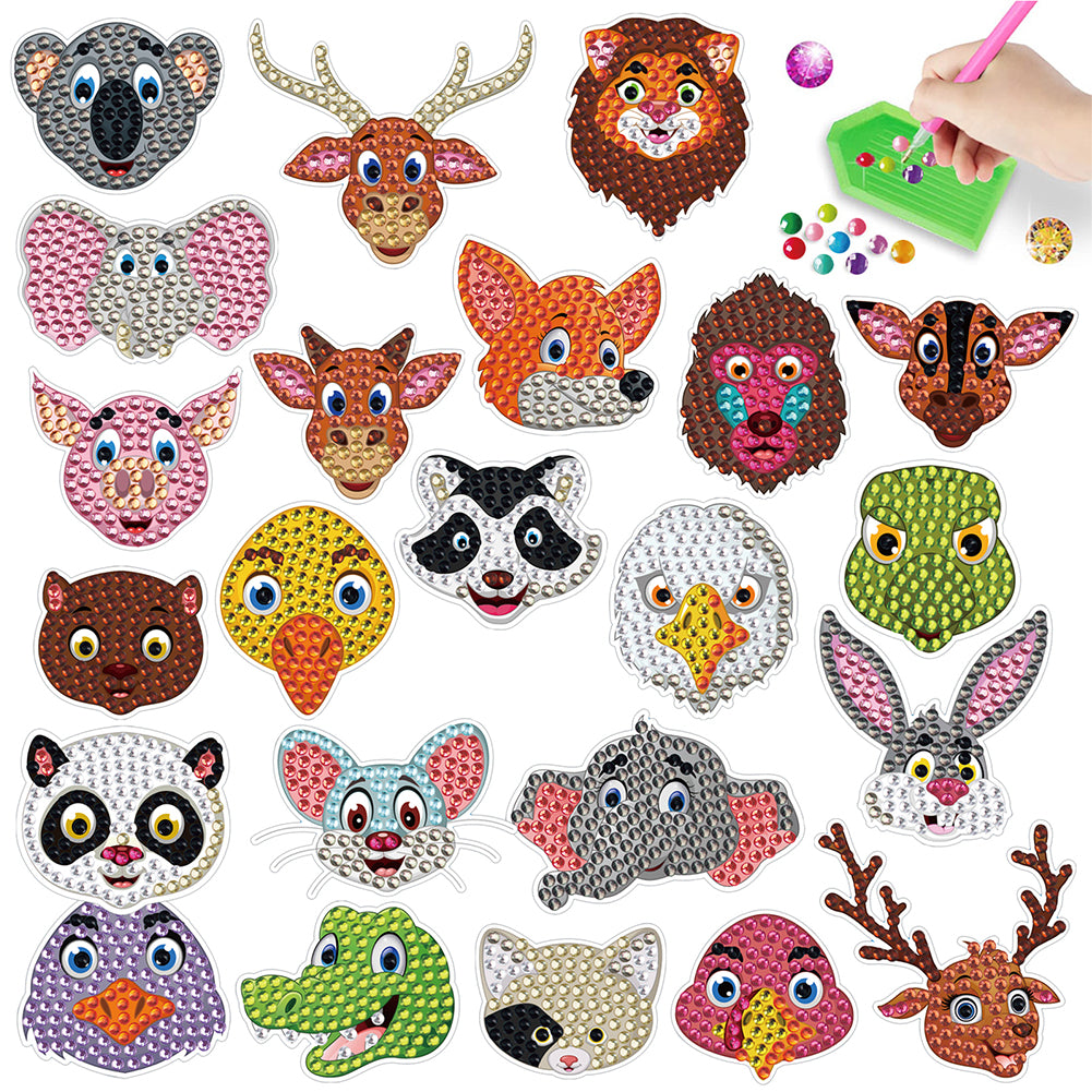 DIY Child Stickers Toy Animals Diamond Stickers Cartoon for Kids Adult Beginners