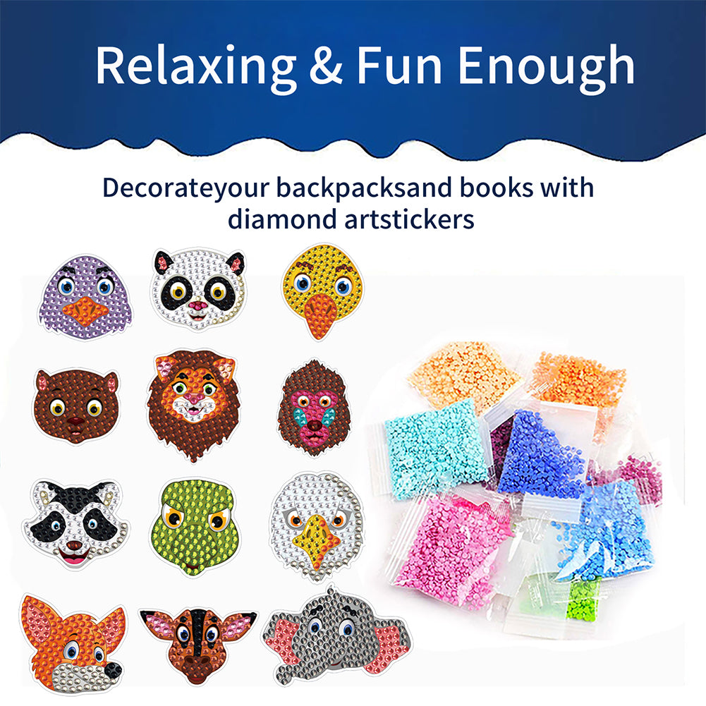 DIY Child Stickers Toy Animals Diamond Stickers Cartoon for Kids Adult Beginners