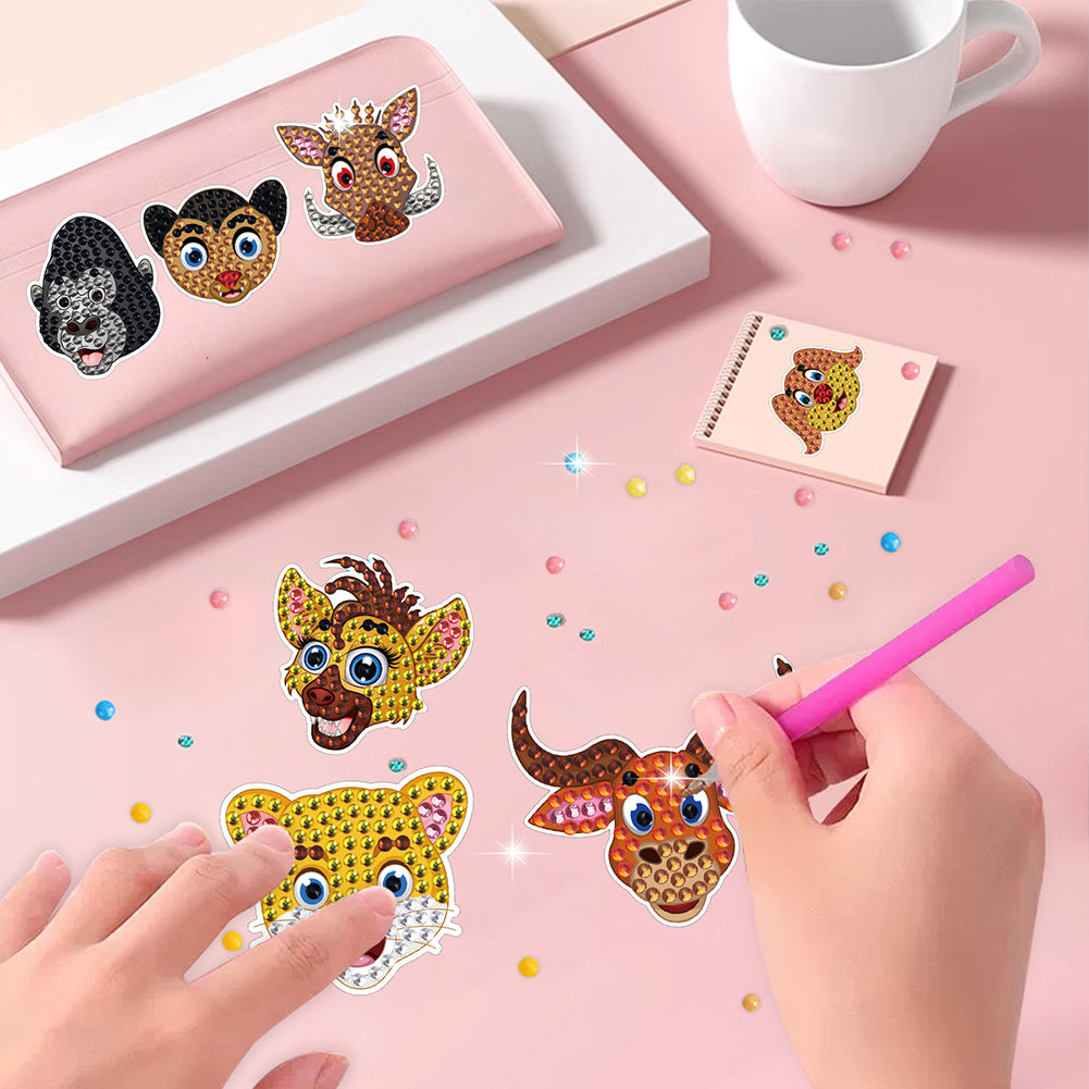 DIY Child Stickers Toy Animals Diamond Stickers Cartoon for Kids Adult Beginners