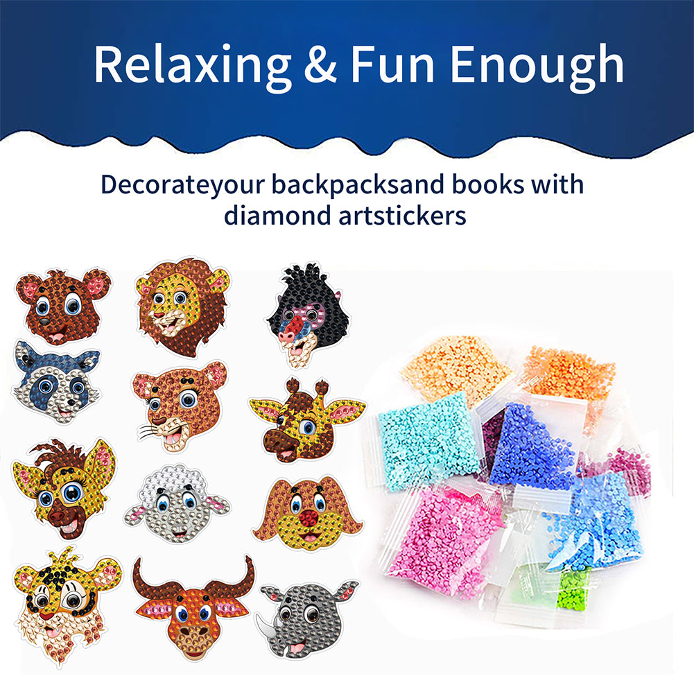DIY Child Stickers Toy Animals Diamond Stickers Cartoon for Kids Adult Beginners