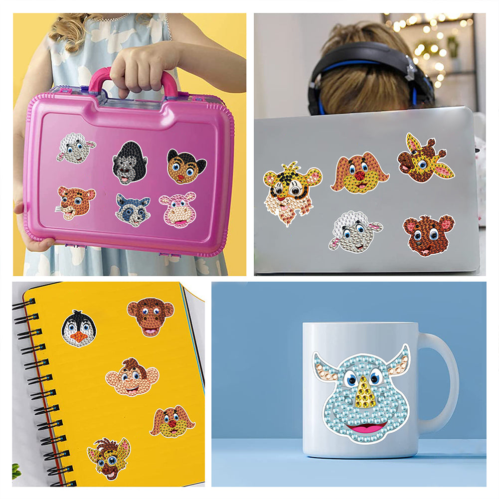 DIY Child Stickers Toy Animals Diamond Stickers Cartoon for Kids Adult Beginners