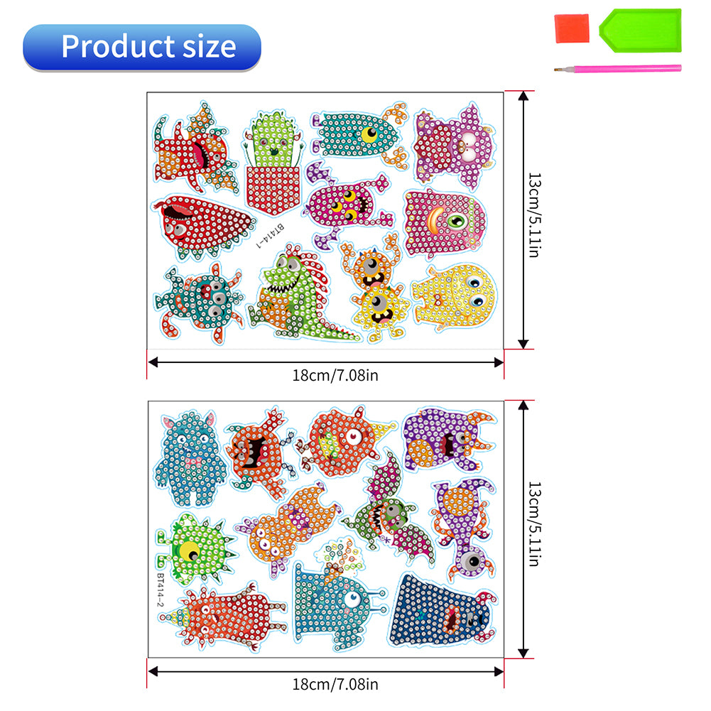 DIY Child Stickers Toy Animals Diamond Stickers Cartoon for Kids Adult Beginners