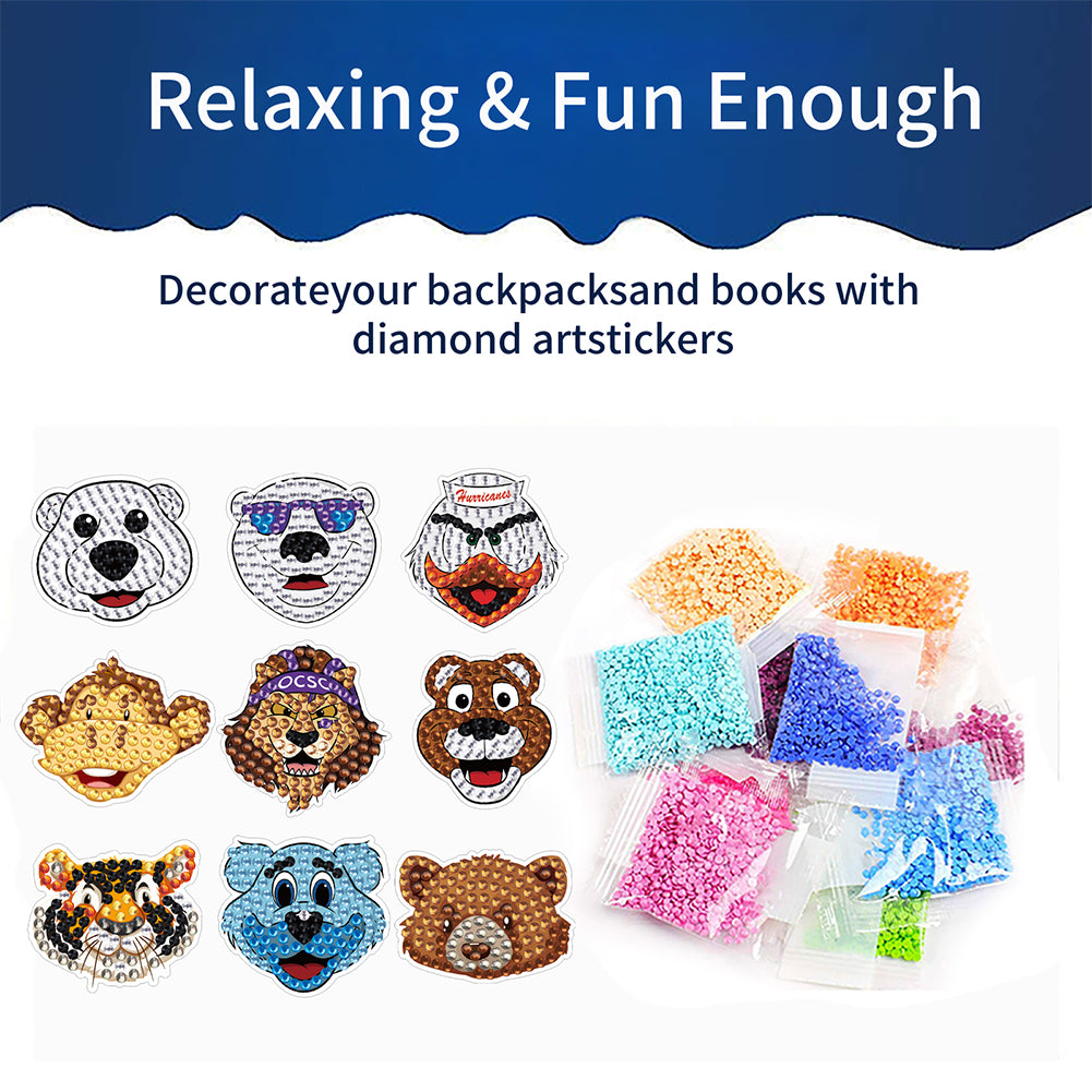 DIY Child Stickers Toy Animals Diamond Stickers Cartoon for Kids Adult Beginners