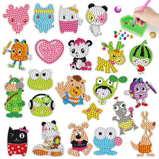 DIY Child Stickers Toy Animals Diamond Stickers Cartoon for Kids Adult Beginners