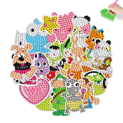 DIY Child Stickers Toy Animals Diamond Stickers Cartoon for Kids Adult Beginners