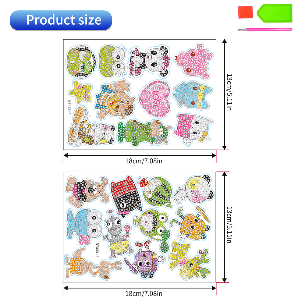 DIY Child Stickers Toy Animals Diamond Stickers Cartoon for Kids Adult Beginners