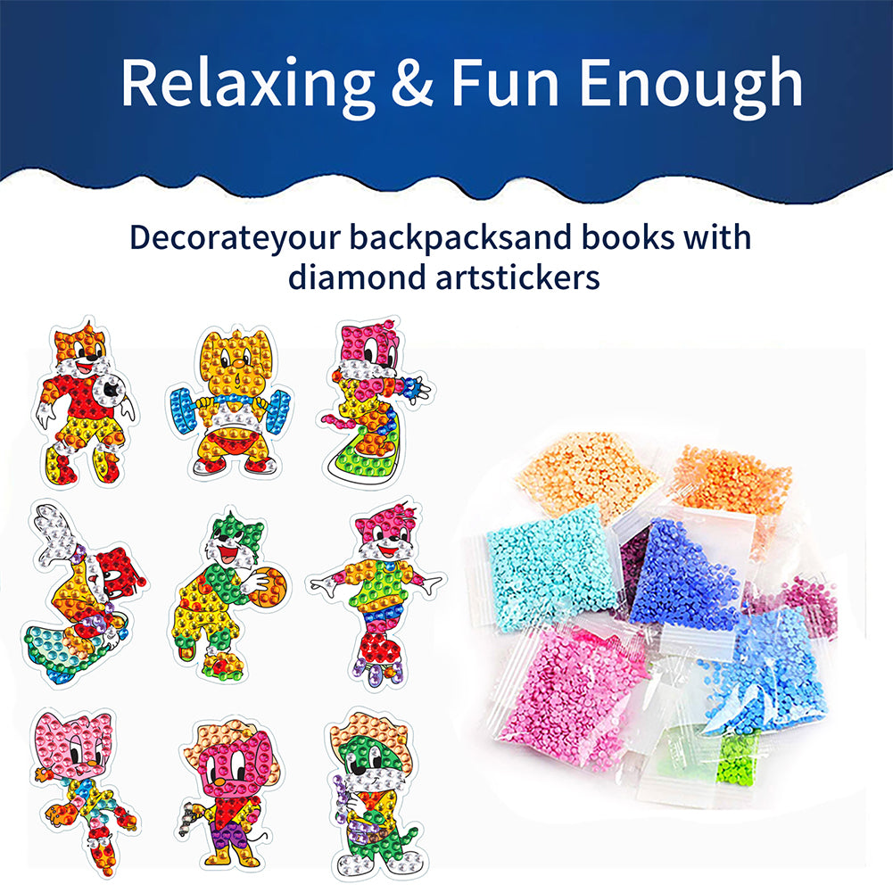 DIY Child Stickers Toy Animals Diamond Stickers Cartoon for Kids Adult Beginners