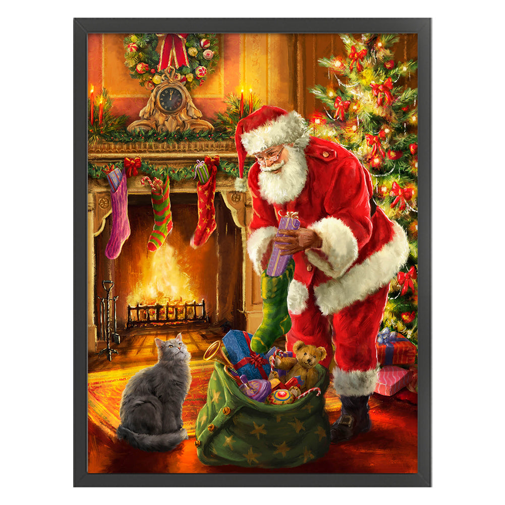 Santa Claus By The Fireplace - 11CT Stamped Cross Stitch 50*65CM