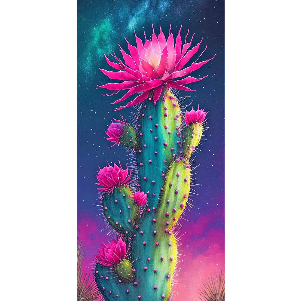 Cactus Flower - Full Round Drill Diamond Painting 40*80CM