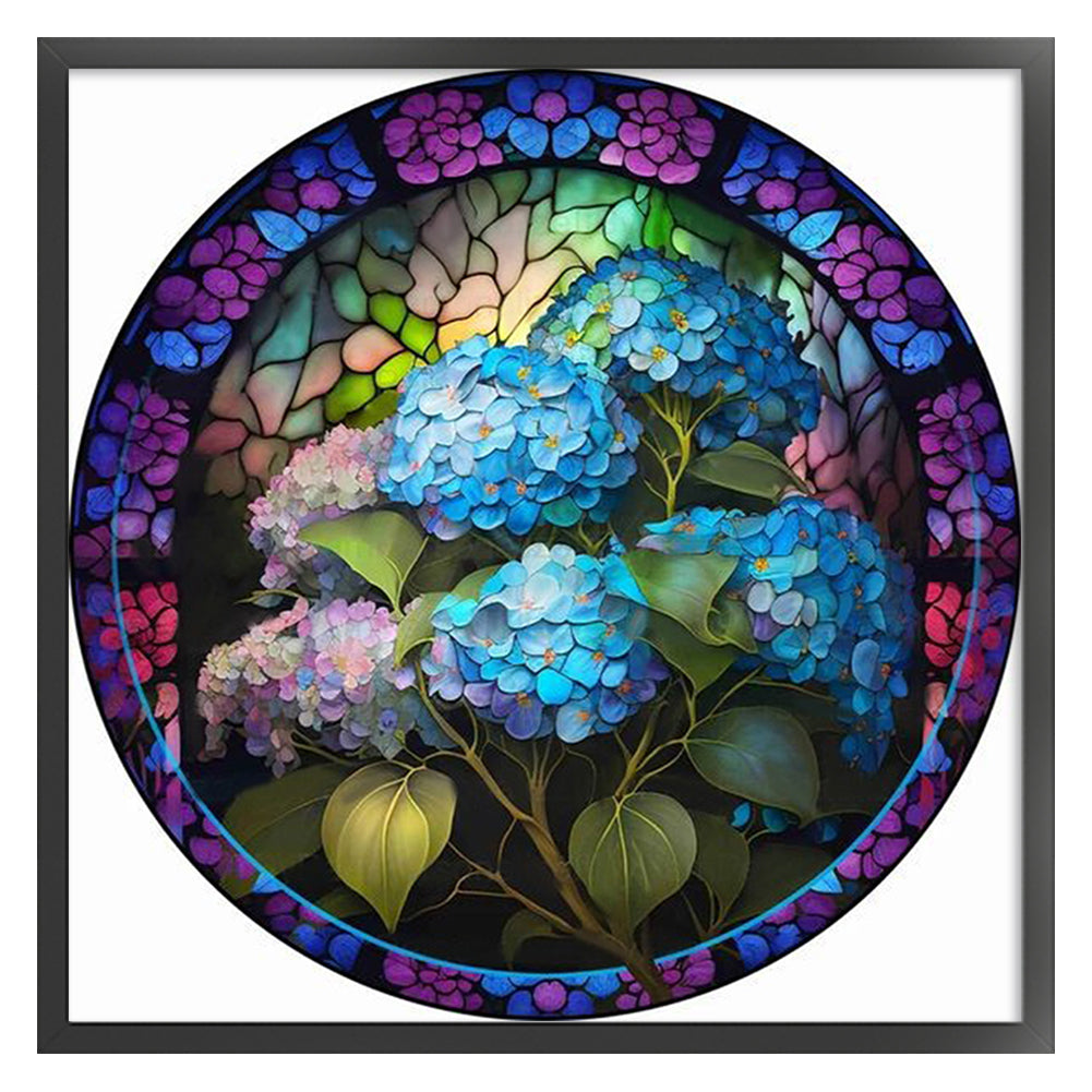 Glass Painting-Hydrangea - 11CT Stamped Cross Stitch 40*40CM