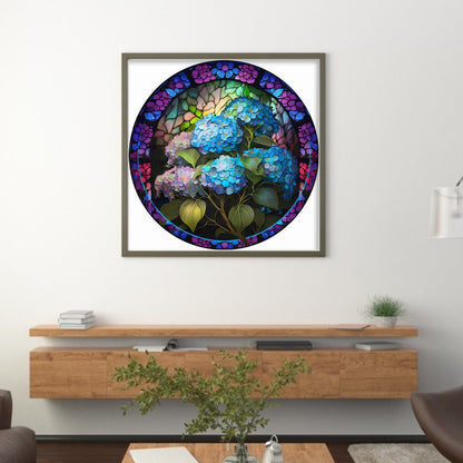 Glass Painting-Hydrangea - 11CT Stamped Cross Stitch 40*40CM