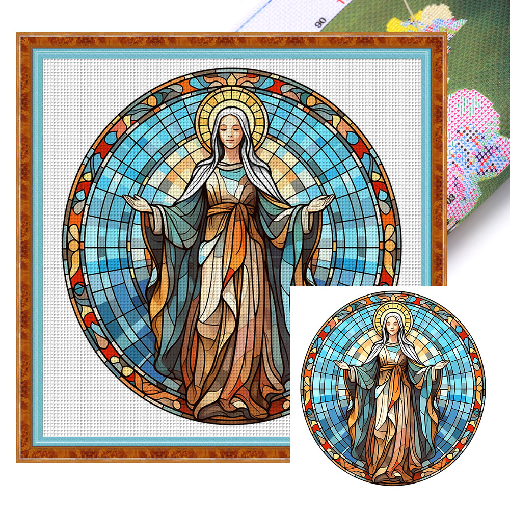 Glass Painting-Madonna - 11CT Stamped Cross Stitch 40*40CM