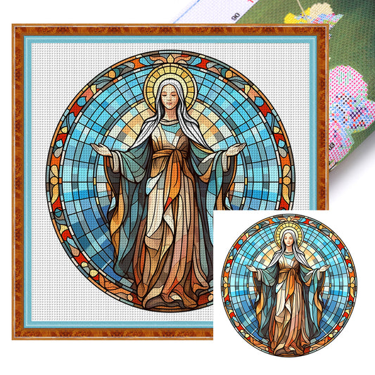 Glass Painting-Madonna - 11CT Stamped Cross Stitch 40*40CM