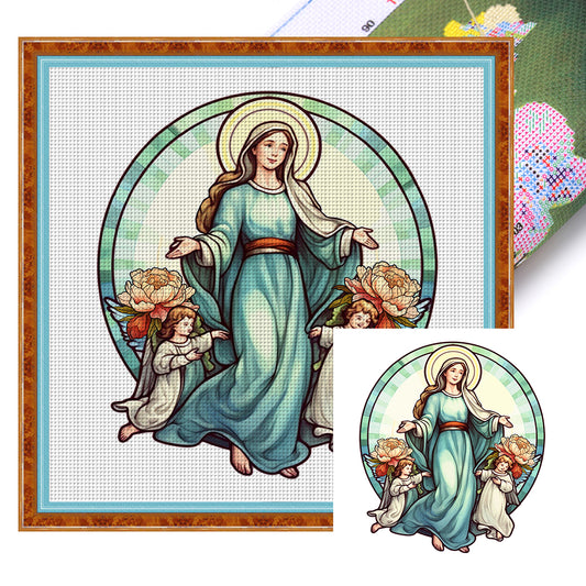 Glass Painting-Madonna - 11CT Stamped Cross Stitch 40*40CM