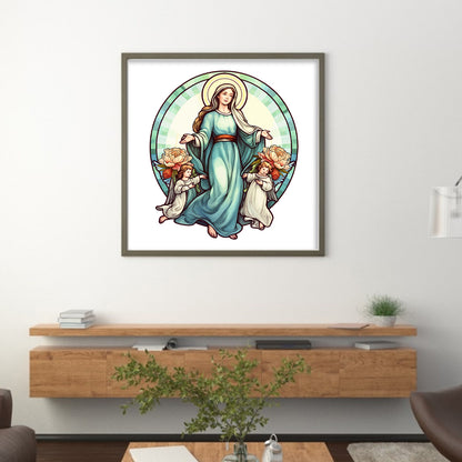 Glass Painting-Madonna - 11CT Stamped Cross Stitch 40*40CM