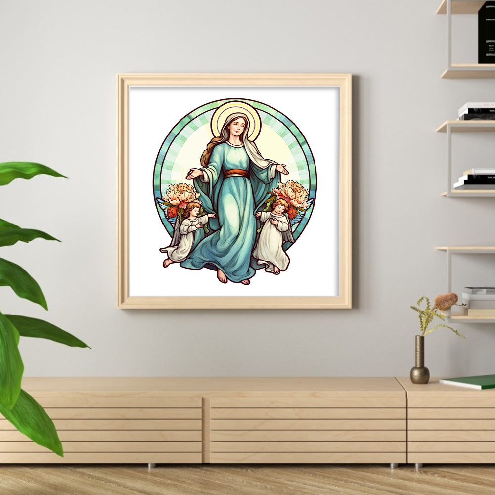 Glass Painting-Madonna - 11CT Stamped Cross Stitch 40*40CM