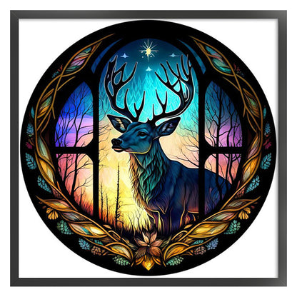 Glass Painting-Little Deer - 11CT Stamped Cross Stitch 40*40CM