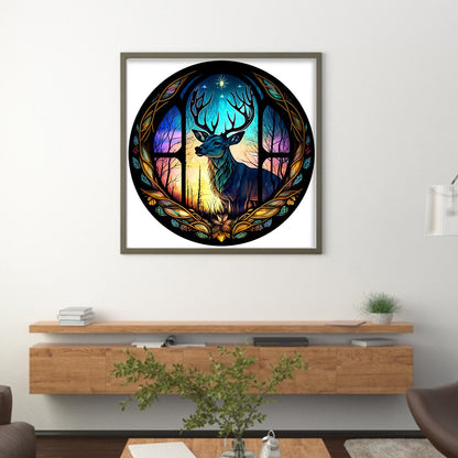 Glass Painting-Little Deer - 11CT Stamped Cross Stitch 40*40CM