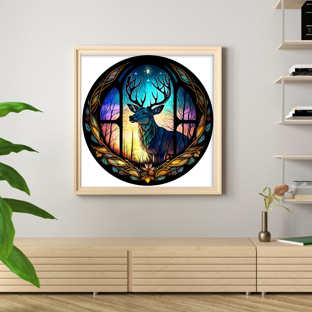 Glass Painting-Little Deer - 11CT Stamped Cross Stitch 40*40CM