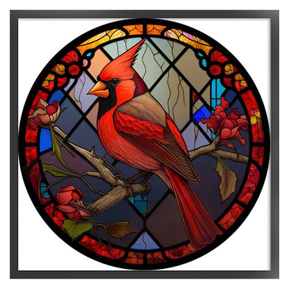 Glass Painting - Cardinal - 11CT Stamped Cross Stitch 40*40CM