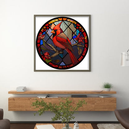 Glass Painting - Cardinal - 11CT Stamped Cross Stitch 40*40CM