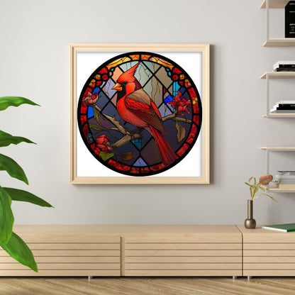 Glass Painting - Cardinal - 11CT Stamped Cross Stitch 40*40CM