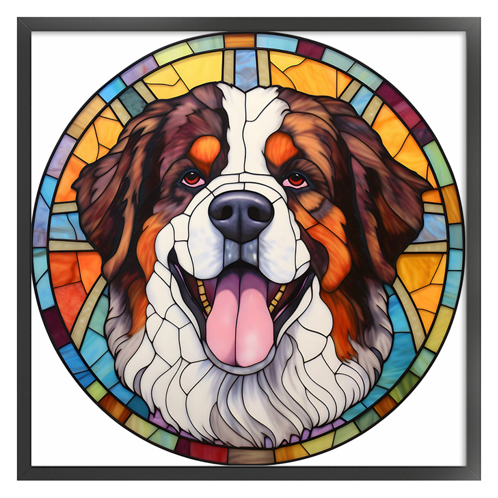 Glass Painting-Dog - 11CT Stamped Cross Stitch 40*40CM