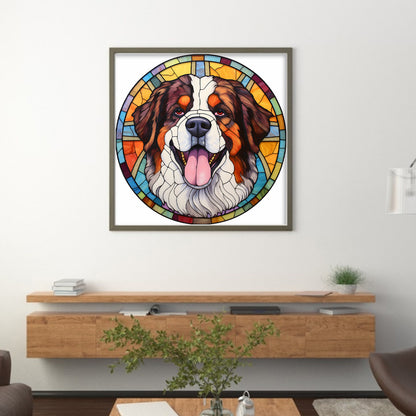 Glass Painting-Dog - 11CT Stamped Cross Stitch 40*40CM