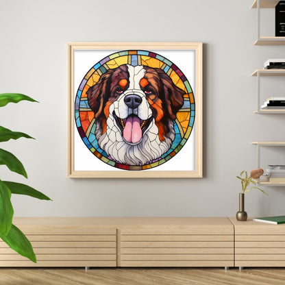 Glass Painting-Dog - 11CT Stamped Cross Stitch 40*40CM