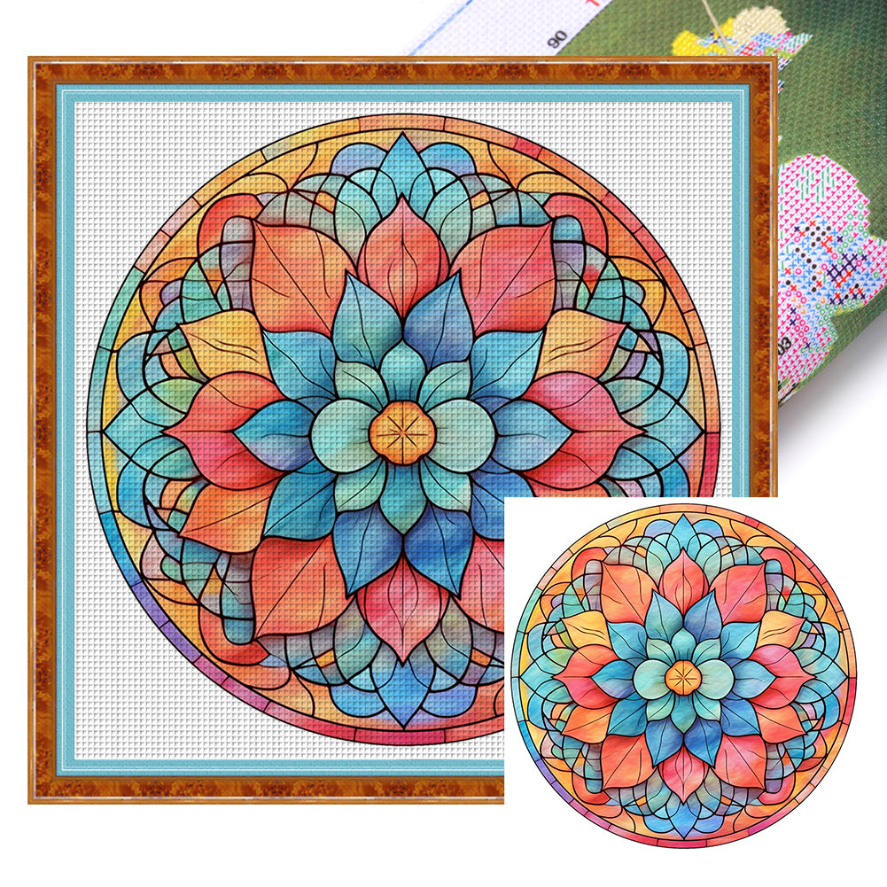 Glass Painting-Mandala - 11CT Stamped Cross Stitch 40*40CM