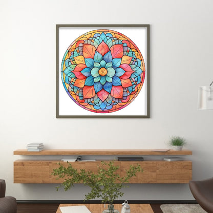 Glass Painting-Mandala - 11CT Stamped Cross Stitch 40*40CM