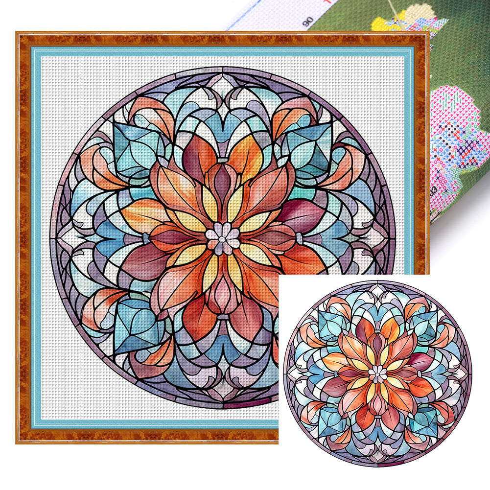 Glass Painting-Mandala - 11CT Stamped Cross Stitch 40*40CM