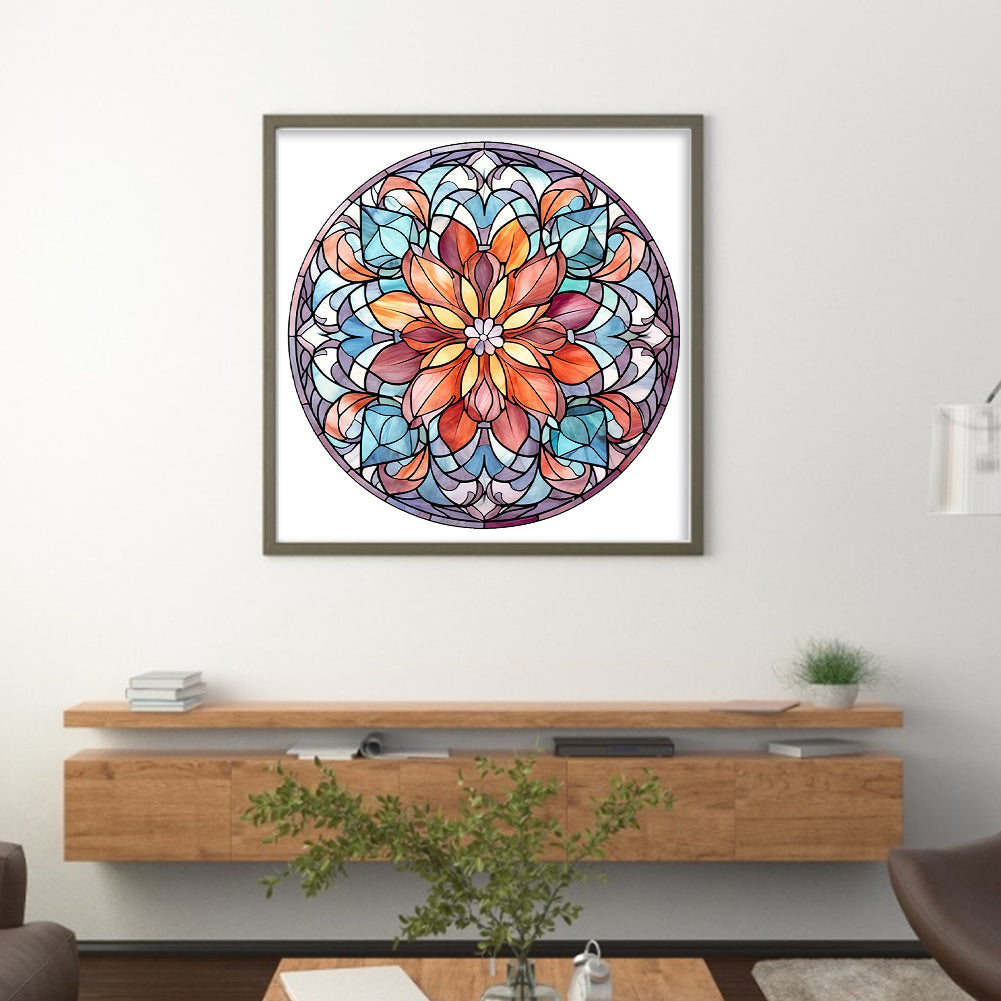 Glass Painting-Mandala - 11CT Stamped Cross Stitch 40*40CM