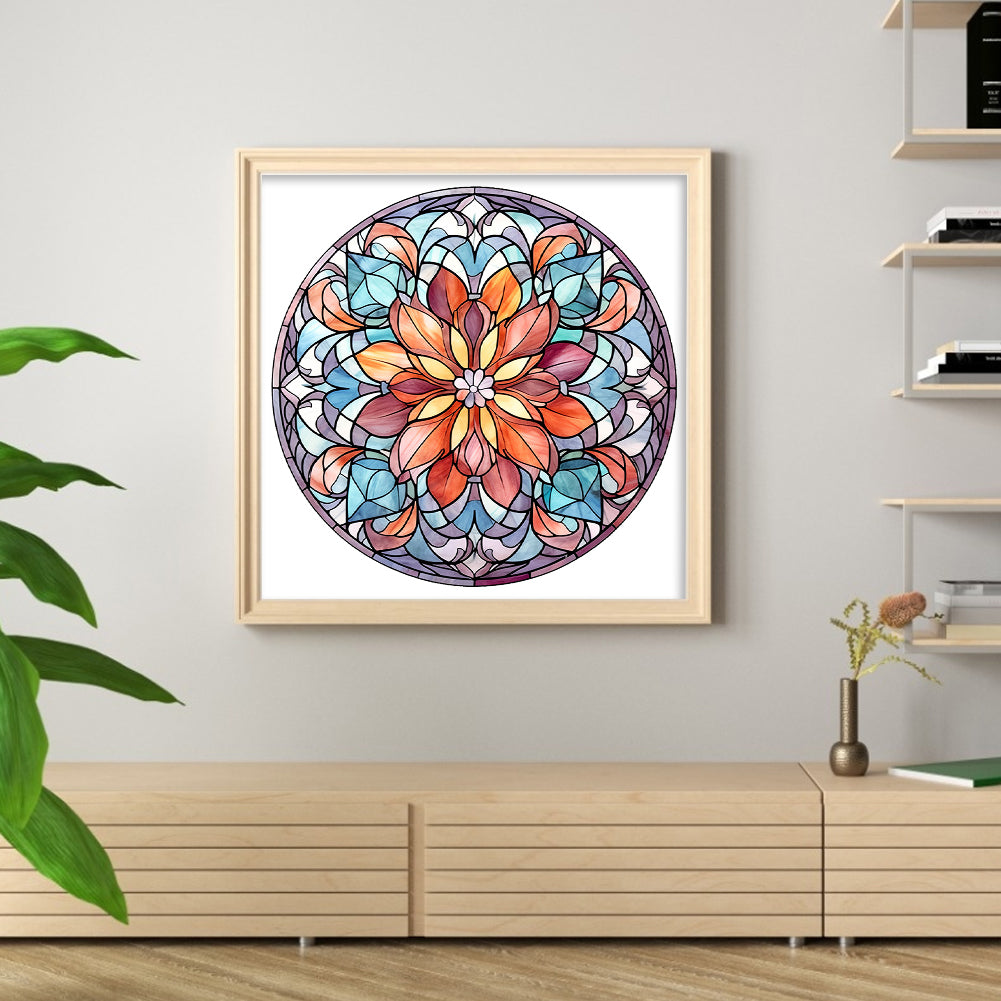 Glass Painting-Mandala - 11CT Stamped Cross Stitch 40*40CM