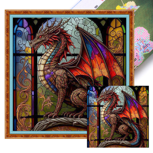 Glass Painting-Pterosaur - 11CT Stamped Cross Stitch 40*40CM