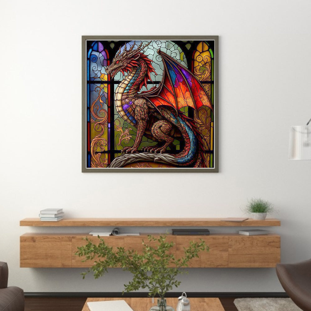 Glass Painting-Pterosaur - 11CT Stamped Cross Stitch 40*40CM