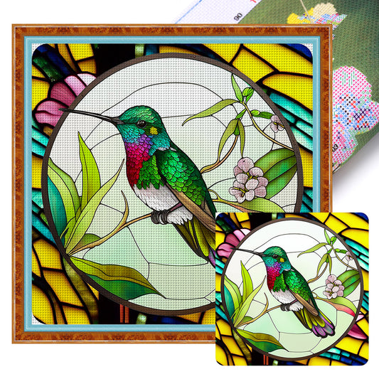 Glass Painting-Hummingbird - 11CT Stamped Cross Stitch 40*40CM