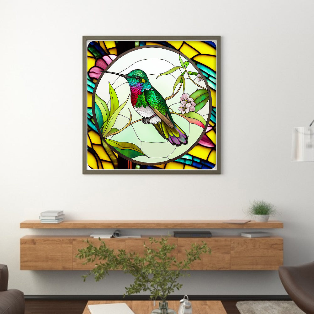 Glass Painting-Hummingbird - 11CT Stamped Cross Stitch 40*40CM