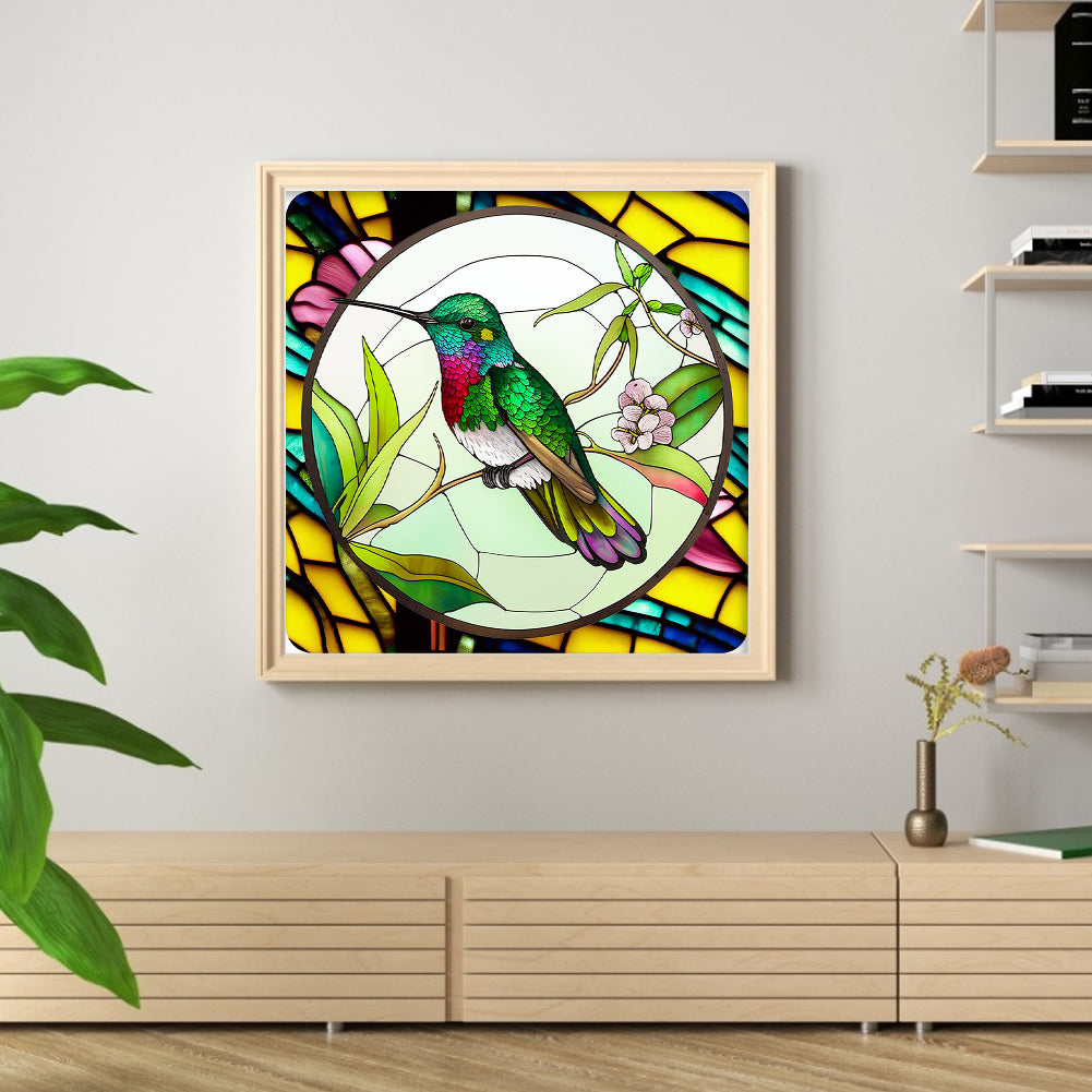 Glass Painting-Hummingbird - 11CT Stamped Cross Stitch 40*40CM