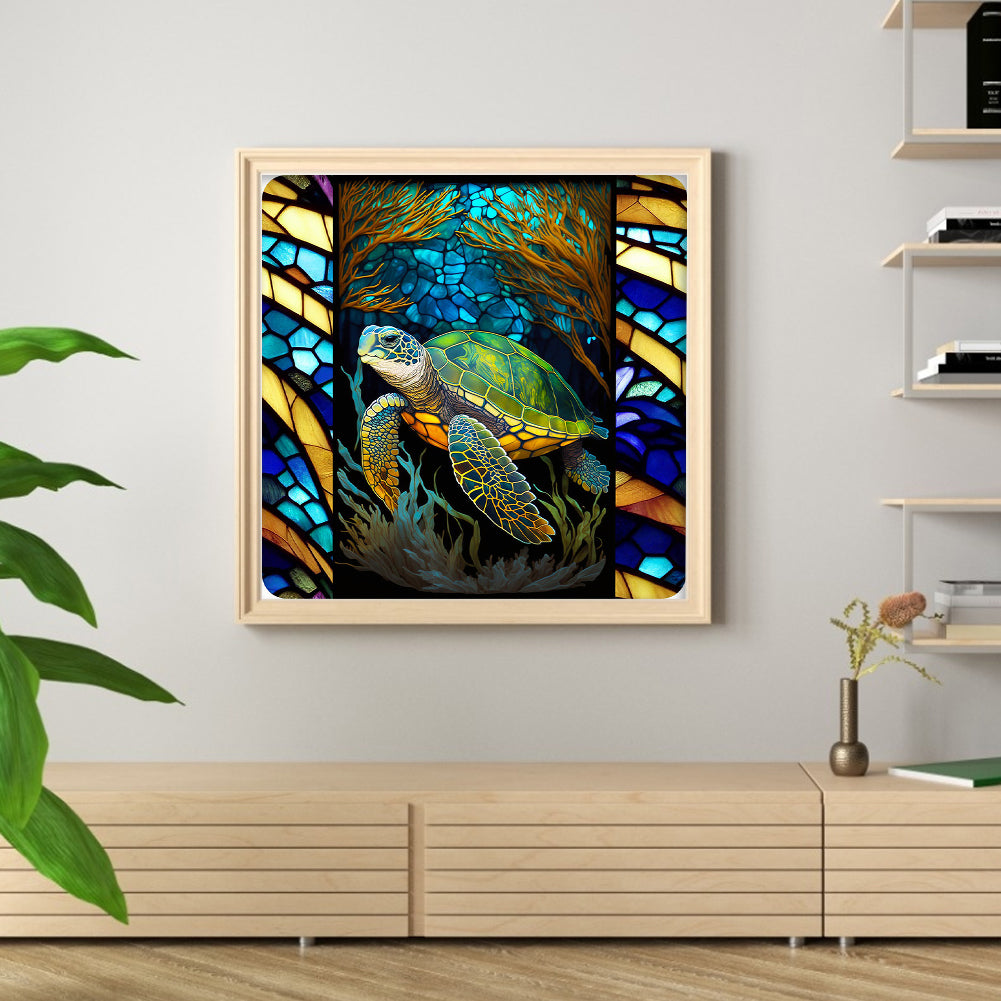 Glass Painting-Turtle - 11CT Stamped Cross Stitch 40*40CM