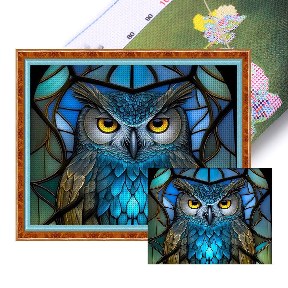 Glass Painting-Owl - 11CT Stamped Cross Stitch 50*40CM