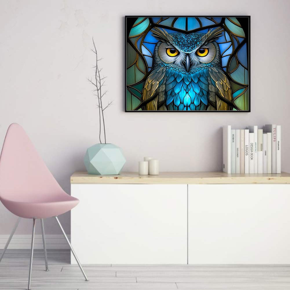 Glass Painting-Owl - 11CT Stamped Cross Stitch 50*40CM