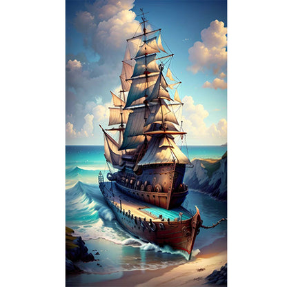 Sailboat - Full Round Drill Diamond Painting 40*70CM