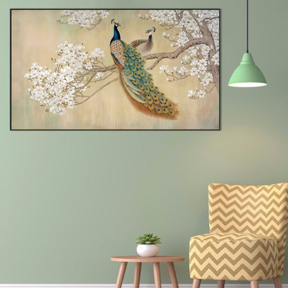 Peacock On Branch - Full Round Drill Diamond Painting 70*40CM