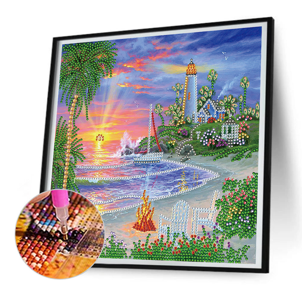 Seaside Lighthouse - Special Shaped Drill Diamond Painting 30*30CM