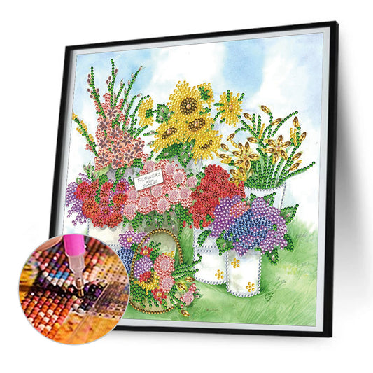 Garden Flowers - Special Shaped Drill Diamond Painting 30*30CM