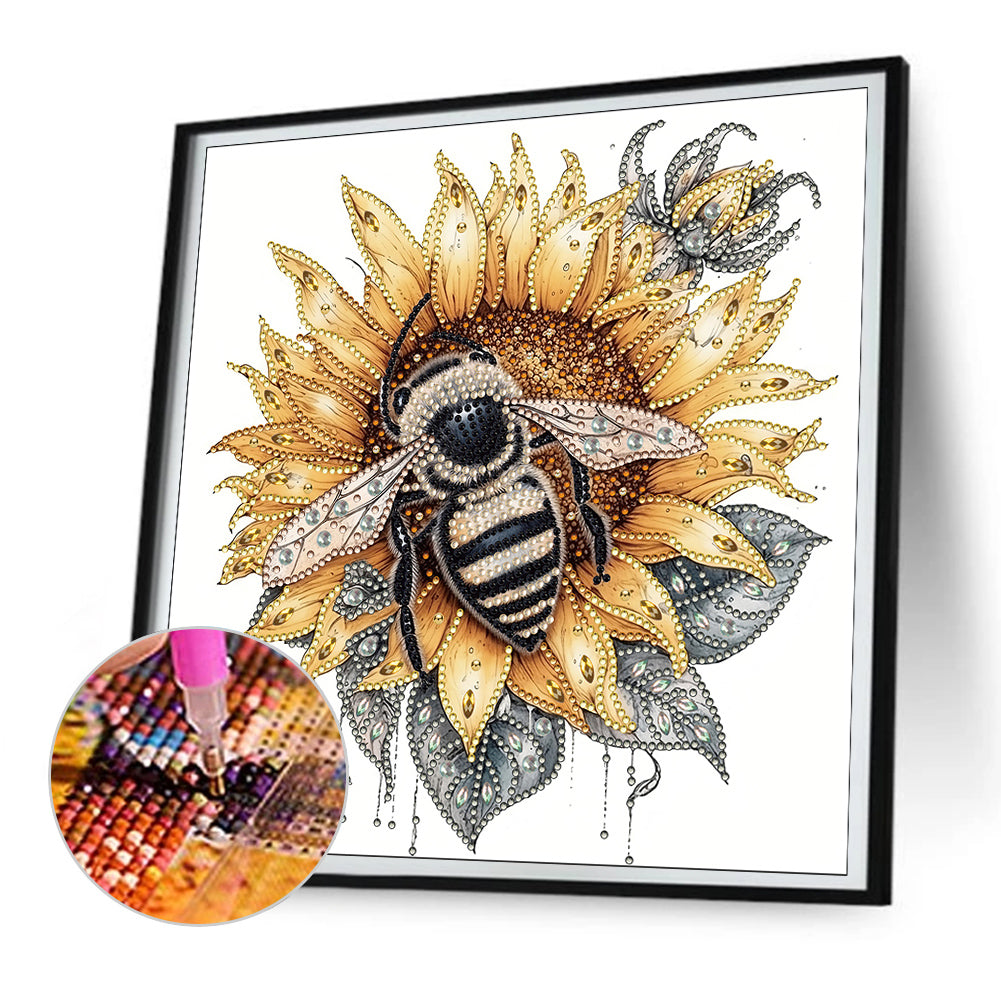 Sunflower Bee - Special Shaped Drill Diamond Painting 30*30CM